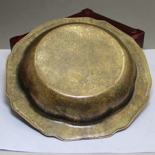 古玩工艺品厂家批发收藏仿古做旧纯铜铜器黄铜和合二仙盘子